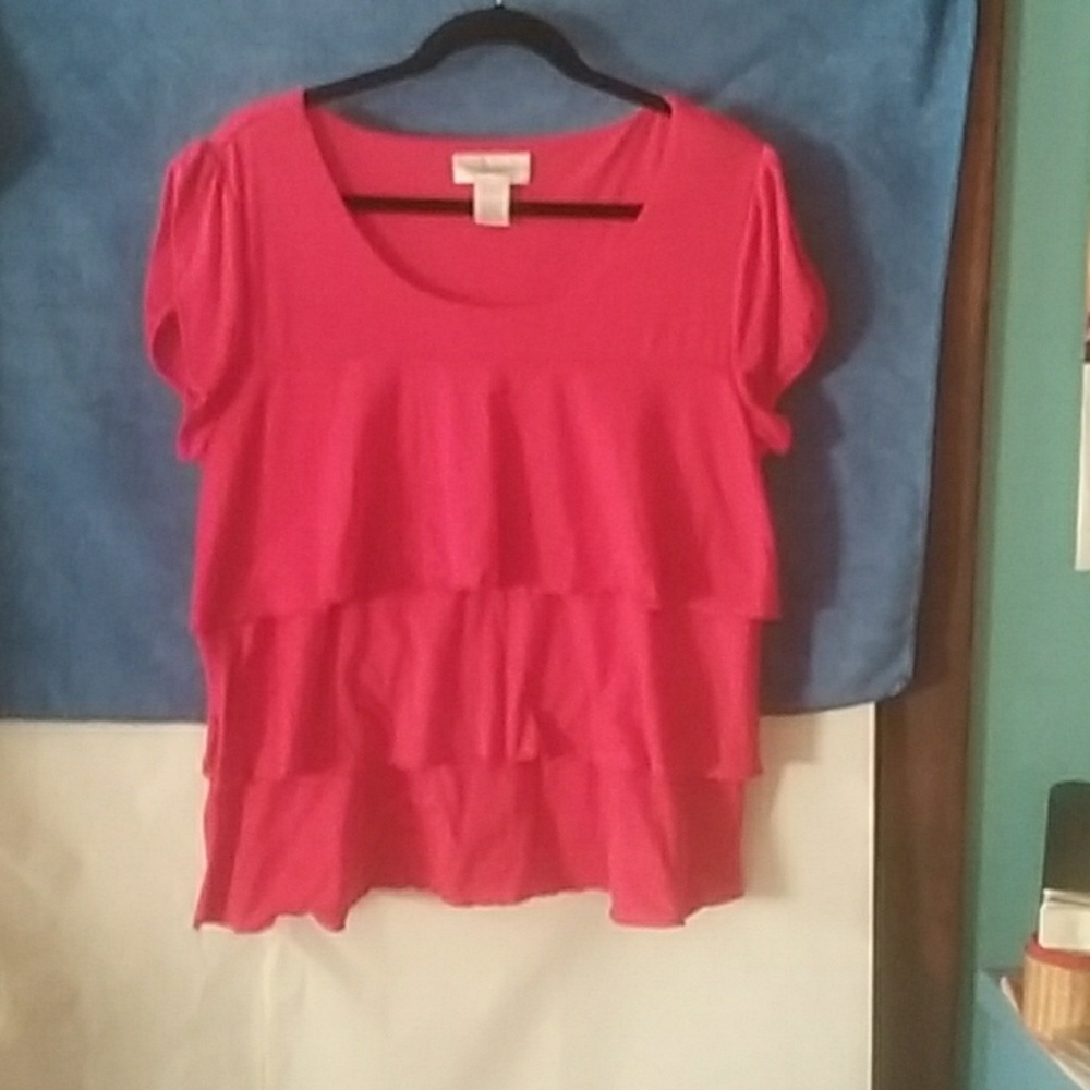 Red shirt with ruffles
